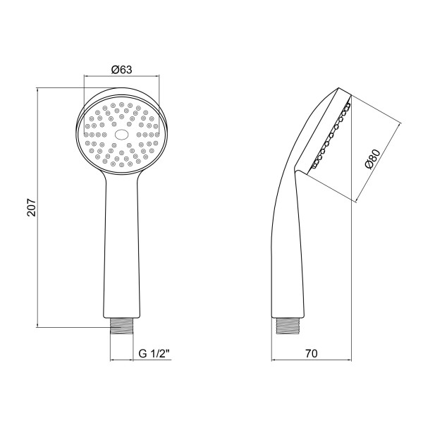 Лійка для ручного душу Лейки Lidz Niagara 00 80 мм округла LDNIA00CRM22039 Chrome3