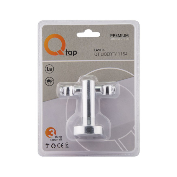 Крючок Qtap Liberty двойной QTLIBCRM1154 Chrome6