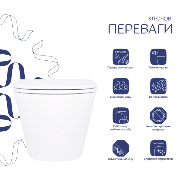 Унитаз подвесной Qtap Robin безободковый с сиденьем Soft-close QT1333046ENRW5