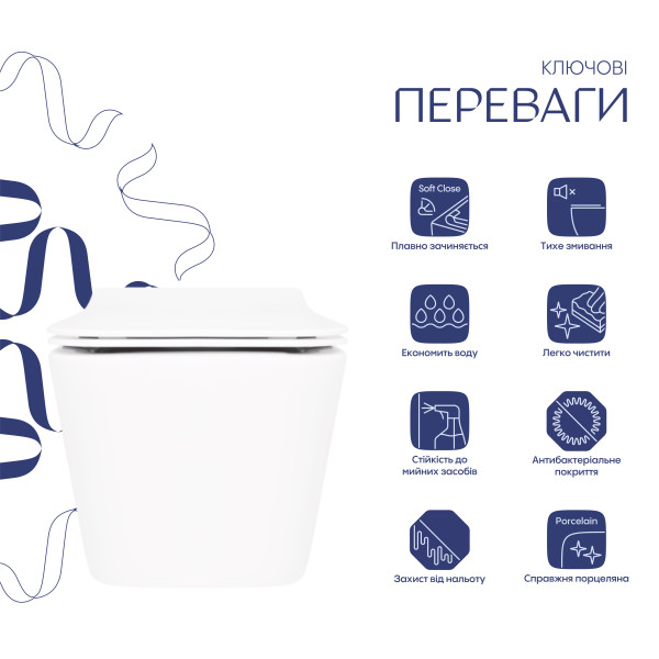 Унитаз подвесной Qtap Crow безободковый с сиденьем Soft-close QT05335170W4