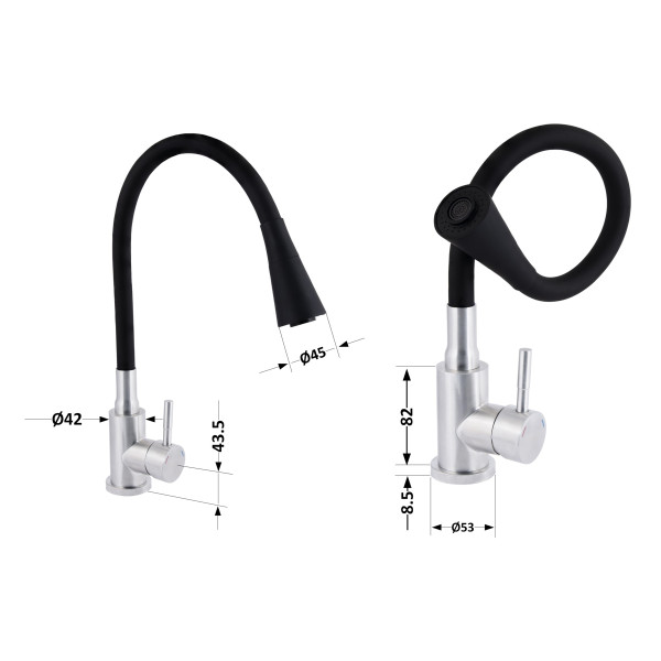 Змішувач для кухні Lidz Aria 015F31 з гнучким виливом (k35) LDARI015F31BNK31872 Black / Nickel3