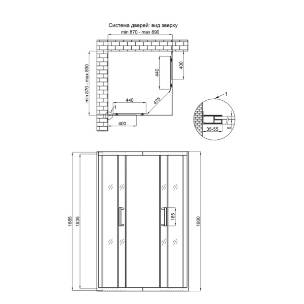 Душевая кабина Qtap Taurus BLA1099SC6 90х90 см, стекло Clear 6 мм покрытие CalcLess, без поддона3