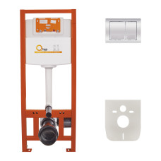 Набор инсталляция 4 в 1 Qtap Nest ST с квадратной панелью смыва QT0133M425M06028CRM1
