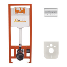Набор инсталляция 4 в 1 Qtap Nest ST с круглой панелью смыва QT0133M425M11112CRM1