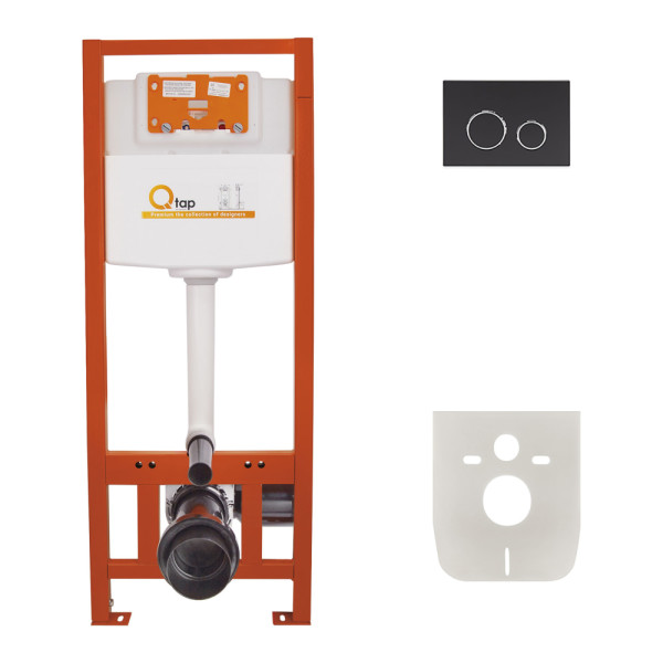 Набор инсталляция 4 в 1 Qtap Nest ST с круглой панелью смыва QT0133M425M11V1146MB1