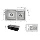 Мойка для кухни с двумя чашами интегрированная Lidz Handmade H7843 (LDH7843BRU35387) Brushed Steel 3,0/1,0 мм2