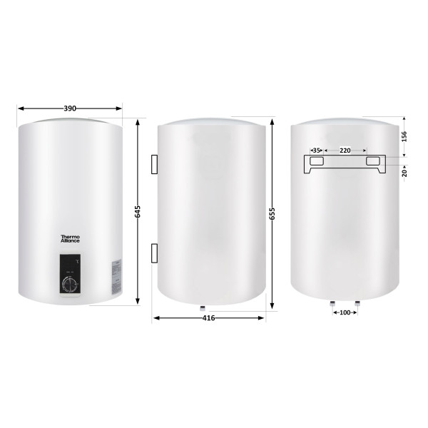 Водонагреватель электрический Thermo Alliance 50 л вертикальный, сухой ТЭН 2,0 кВт D50V20J2(D)K3