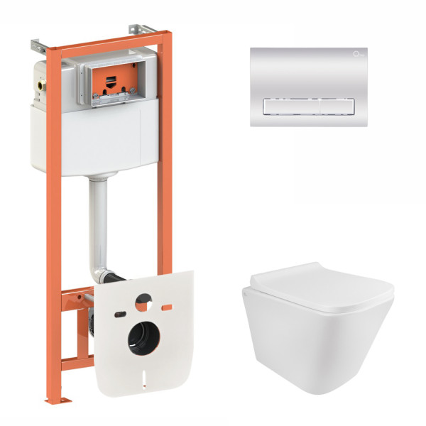 Готове рішення Qtap для ванної кімнати: підвісний унітаз Tern Rimless 490x340x350 + комплект інсталяції Nest 4 в 1 (лінійна клавіша Chrome)1