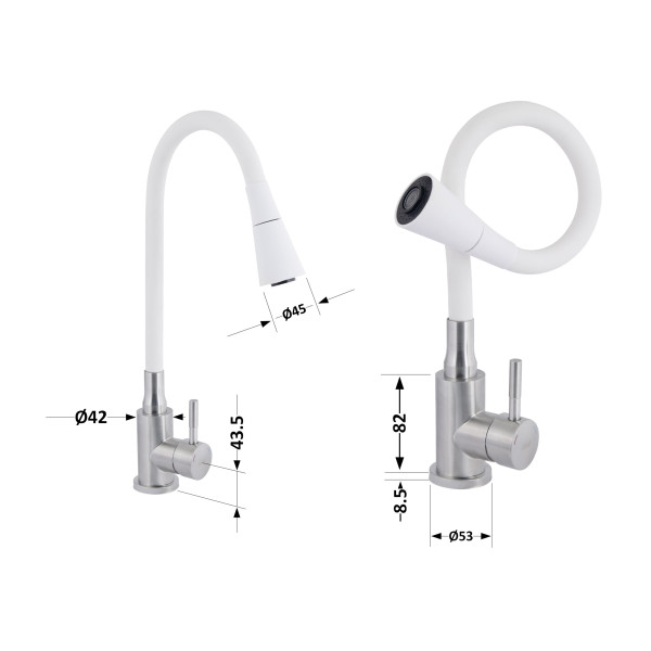 Смеситель для кухни Lidz Aria 015F31 с гибким изливом (k35) LDARI015F31WNK36981 WNK3