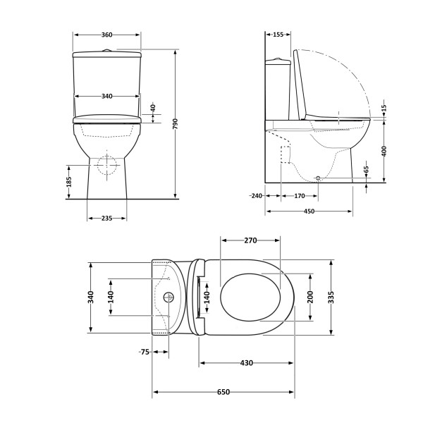Унітаз-компакт Qtap Presto безобідковий з сідінням Soft-close QT24221217AW3