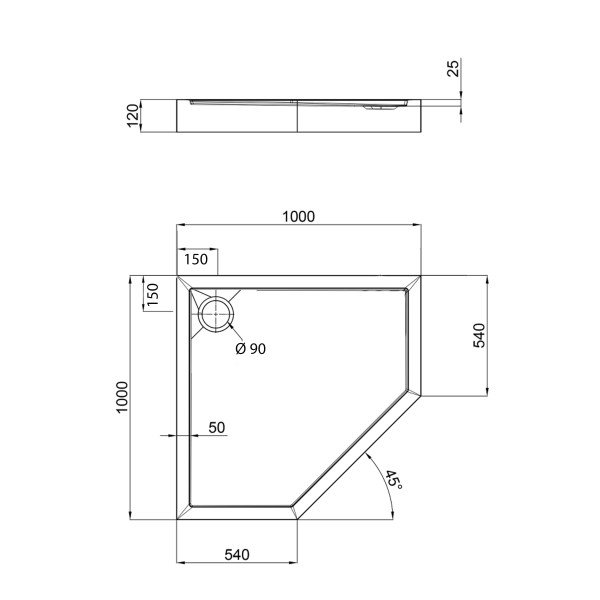 Душевой поддон Qtap Diamond 301112 100x100x12 см + сифон3