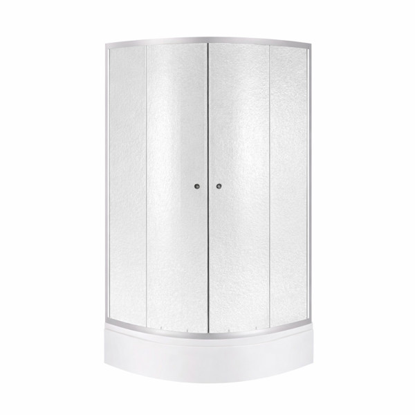 Lidz Latwa SC80x80.SAT.MID.FR Душевая кабина полукруглая, стекло Frost 4 мм + Lidz Душевой поддон KAPIELKA ST80x80x26, с панелью1