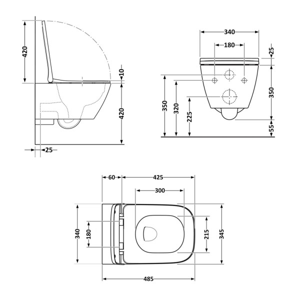 Унитаз подвесной Qtap Crow безободковый с сиденьем Soft-close QT05335171W3