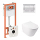 Готовое решение Qtap для ванной комнаты: подвесной унитаз Swan Ultra Quiet 485x360x320 + комплект инсталляции Nest 4 в 1 (квадратная клавиша Chrome)1