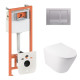 Готовое решение Qtap для ванной комнаты: подвесной унитаз Swan Ultra Quiet 485x360x320 + комплект инсталляции Nest 4 в 1 (квадратная клавиша Satin)1