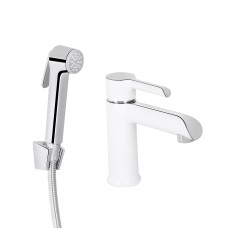 Змішувач для раковини Qtap Grand (з гігієнічним душем) QTGRA272CRW45671 Chrome/White1
