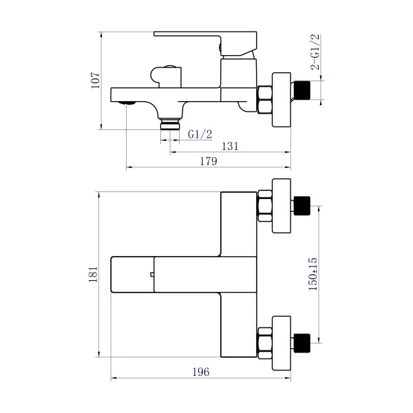 Змішувач для ванни Qtap Gemini (з душовим гарнітуром) QTGEM259CRW45683 Chrome/White3