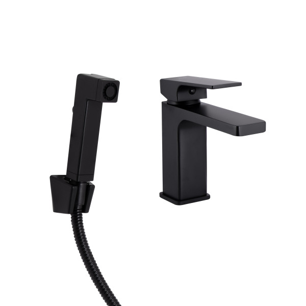 Змішувач для раковини Qtap Gemini (з гігієнічним душем) QTGEM272BLM45690 Black Matt1