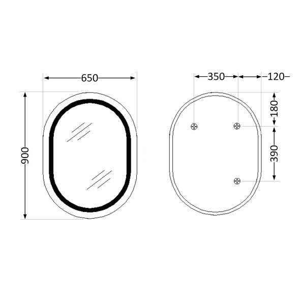 Зеркало Qtap Gemini 650х900 с LED-подсветкой Touch, с антизапотеванием, с диммером, рег. темп. цвета (3000-6500K) Reverse QT2578R65903