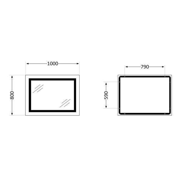 Зеркало Qtap Cardinal (CA1) 1000х800 с LED-подсветкой Touch, с антизапотеванием, с диммером, рег. темп. цвета (3000-6500K) QT0478C100803
