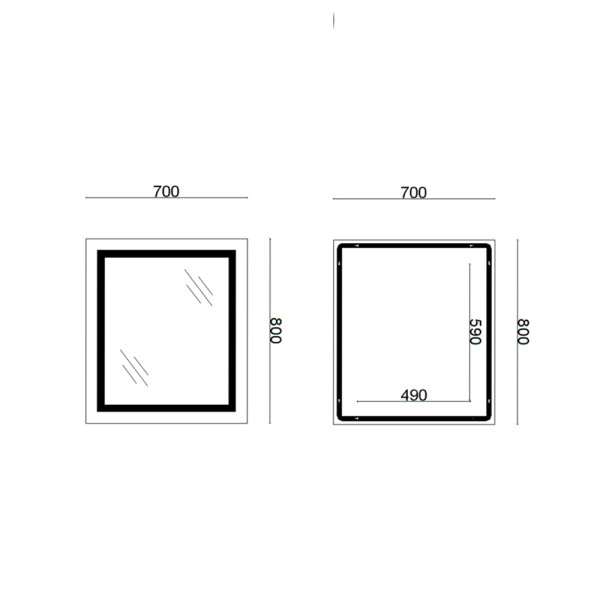 Зеркало Lidz Kubis 700х800 с LED-подсветкой Touch, с антизапотеванием, с диммером, рег. яркости LD78LF90480703