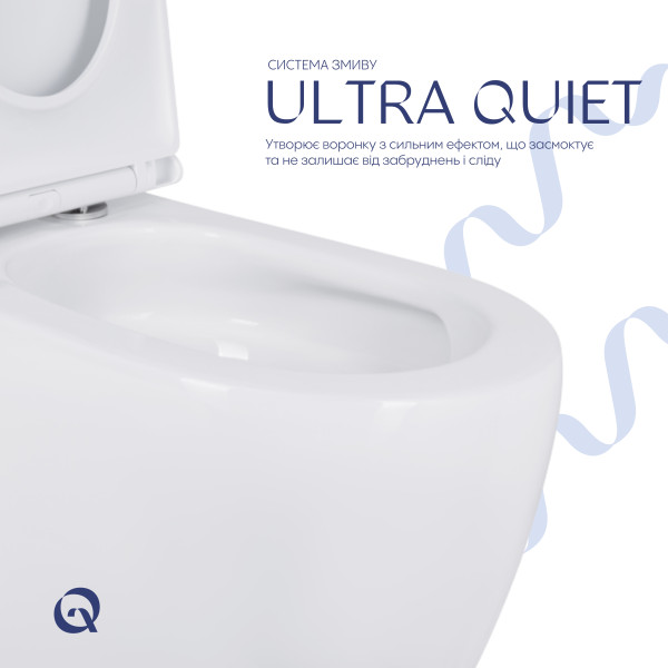 Унитаз напольный Qtap Robin New Ultra Quiet безободковый с сиденьем Soft-Close WHITE QT13226083AW6