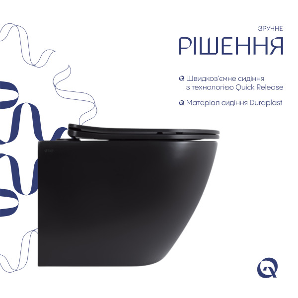 Унитаз подвесной Qtap Robin New Ultra Quiet с сиденьем с сиденьем Soft-Close MATT BLACK QT13332381АSMB5