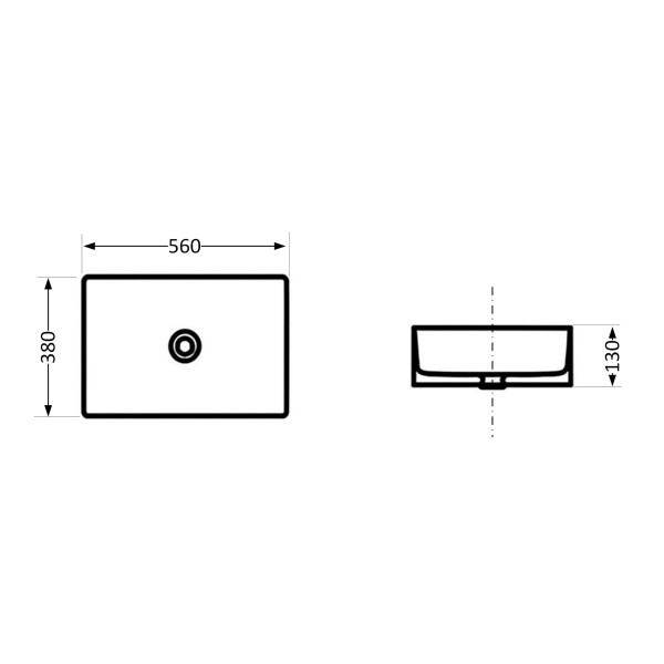 Раковина накладная Qtap Virgo N прямоугольная без донного клапана WHITE QT18116308W3
