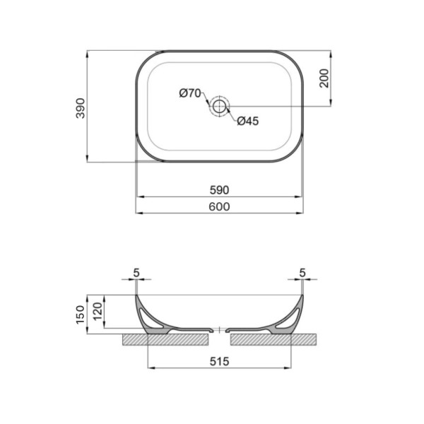 Раковина-чаша Qtap Robin 600x390x150 White QT13112143PW3