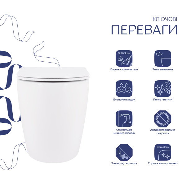 Унитаз подвесной Qtap Robin Ultra Quiet безободковый с сиденьем Soft-close 520x365x365 мм WHITE5