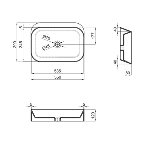 Раковина-чаша Qtap Scorpio 550х390х120 Matt black QT14112243MBN3