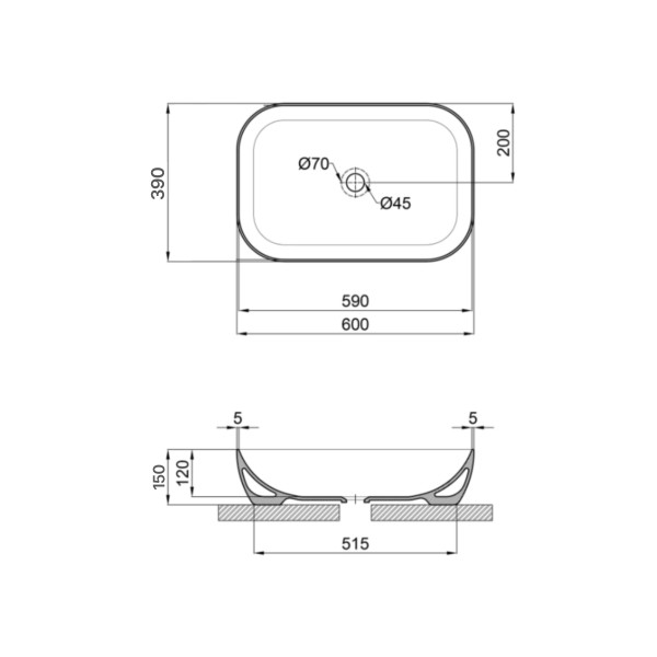 Раковина-чаша Qtap Robin 600x390x150 Matt black QT132143PMBMBN3