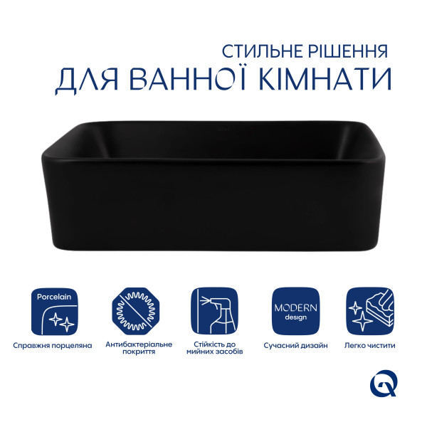 Раковина-чаша Qtap Tern 480х370х135 Matt black QT176069MB4