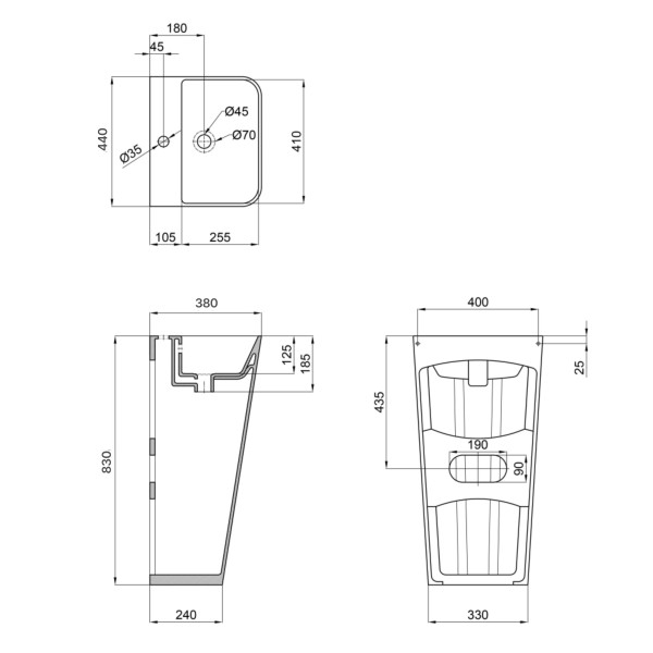 Раковина напольная моноблок Qtap Tern 440х380х830mm White QT1711G302WN3
