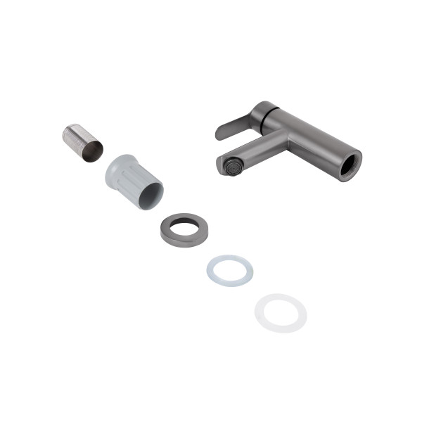 Смеситель для раковины Brinex Pure 001F низкий  Graphite BRIPUR001FGRP5