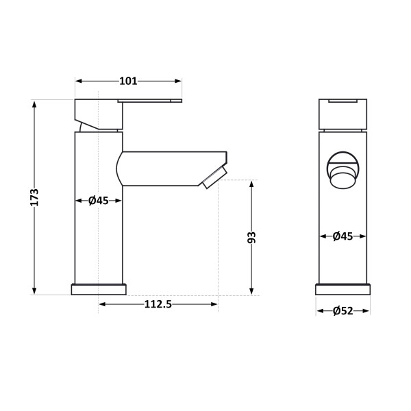 Змішувач для раковини Brinex Pure 001F низький  Nickel BRIPUR001FNKL3