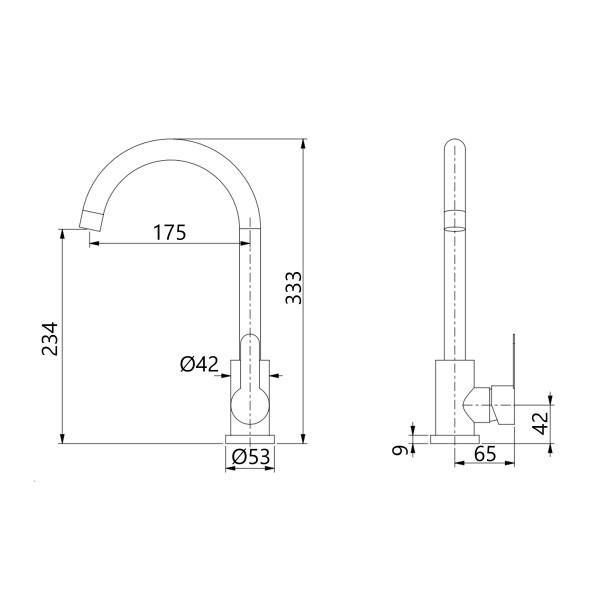 Смеситель для кухни U-образный Brinex Pure 015F U-образный  Chrome BRIPUR015FCRM3
