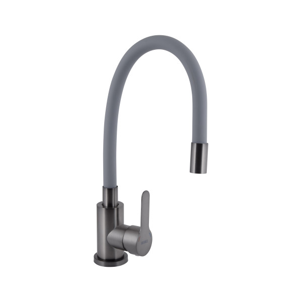 Змішувач для кухні Brinex Pure 015F3 з гнучким виливом   Graphite/Grey BRIPUR015F3GRG1