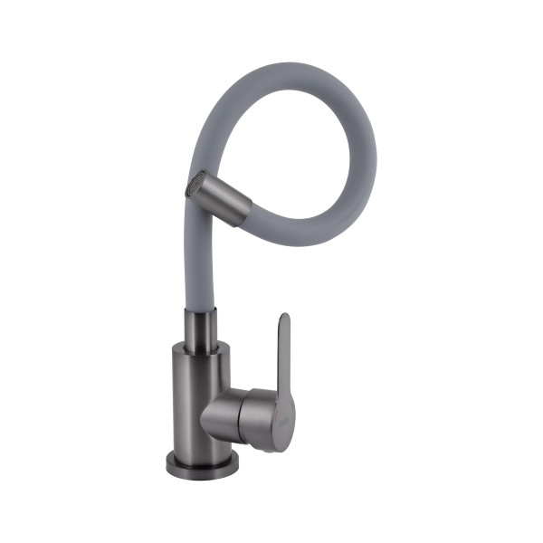Змішувач для кухні Brinex Pure 015F3 з гнучким виливом   Graphite/Grey BRIPUR015F3GRG4