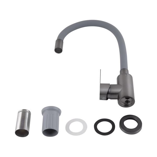 Змішувач для кухні Brinex Pure 015F3 з гнучким виливом   Graphite/Grey BRIPUR015F3GRG5