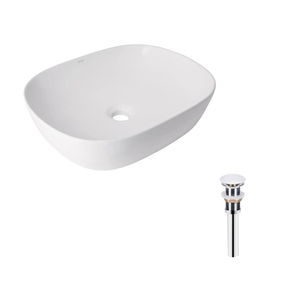 Комплект Qtap Aquarius: Раковина накладная прямоугольная 470x380x120 мм White + Донный клапан PU021