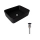 Комплект Qtap Tern: Раковина накладная прямоугольная 480х370х135 мм Matt Black + Донный клапан PU031