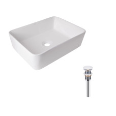 Комплект Qtap Tern: Раковина накладная прямоугольная 480х370х135 мм White + Донный клапан PU021