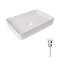 Комплект Qtap Tern: Раковина накладная прямоугольная 600x400x110 мм WHITE + Донный клапан PU021