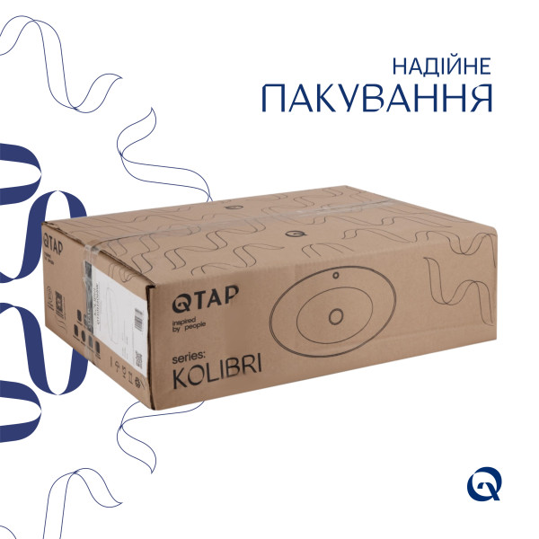 Комплект Qtap Kolibri: Раковина накладная овальная 500x360x140 мм White + Донный клапан PU026