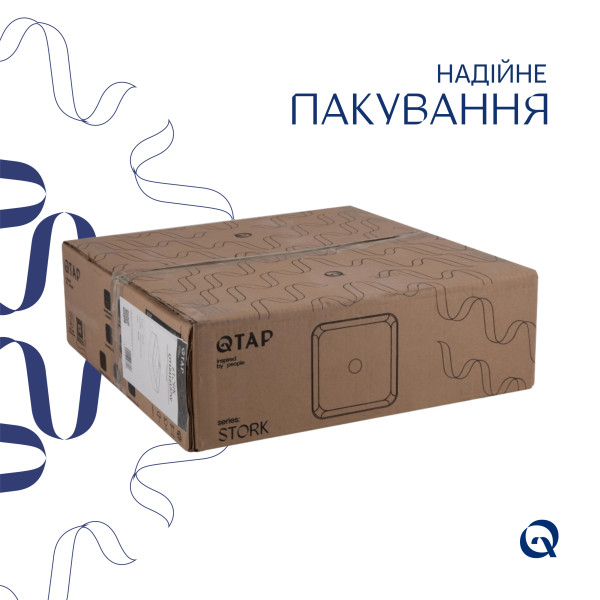 Комплект Qtap Stork: Раковина накладная квадратная 430x430x125 мм White + Донный клапан PU026