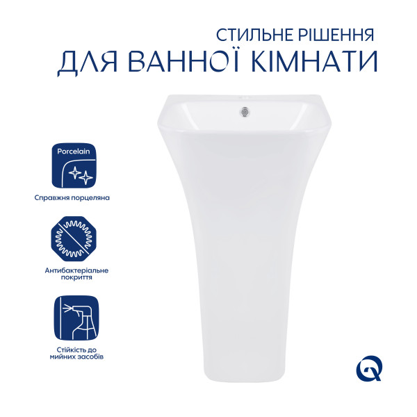 Комплект Qtap Crow: Раковина напольная моноблок 445x420x840 мм White + Донный клапан PU02O4