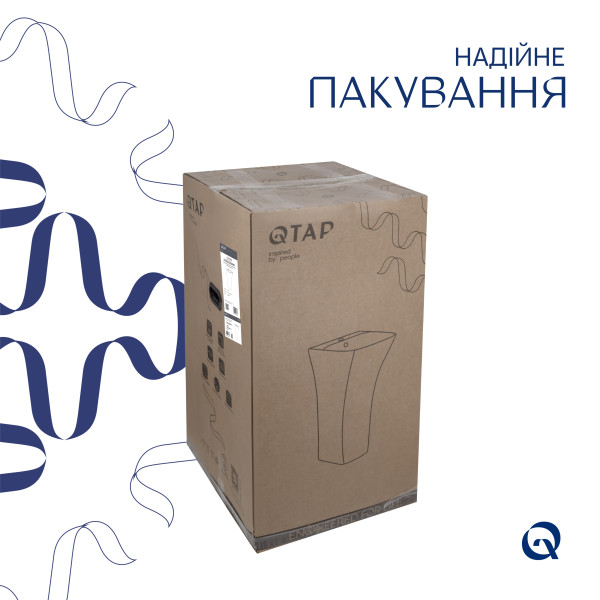 Комплект Qtap Crow: Раковина напольная моноблок 445x420x840 мм White + Донный клапан PU02O8