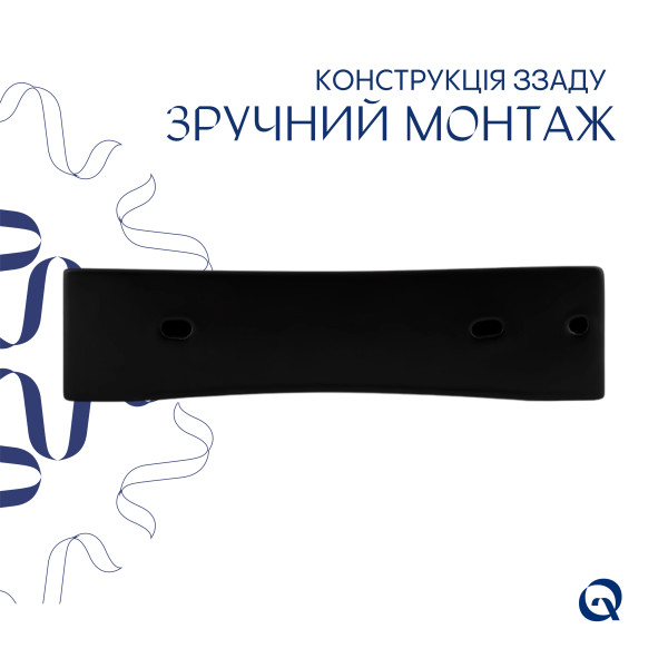 Комплект Qtap Nando LT: Раковина подвесная прямоугольная 500х420х130 мм Matt Black + Донный клапан PU03O6