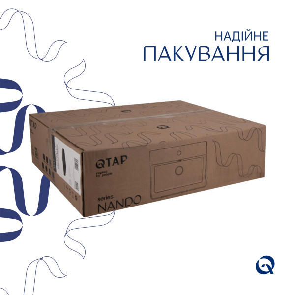 Комплект Qtap Nando LT: Раковина подвесная прямоугольная 500х420х130 мм Matt Black + Донный клапан PU03O8